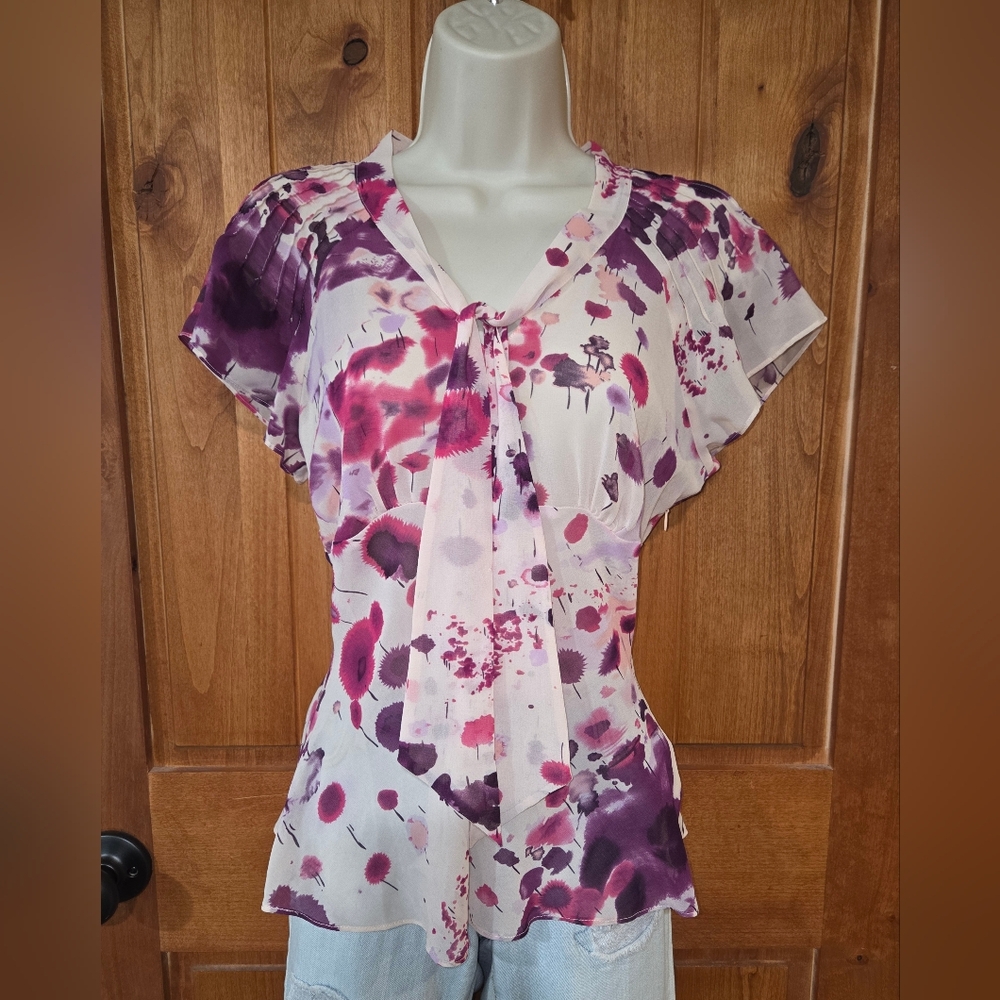 Calvin Klein Purple and Pink Floral‎ Blouse